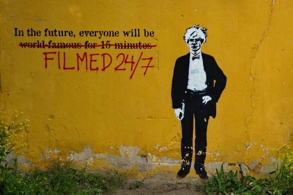 Mural saying: „In the future everyone will be FILMED 24/7”
