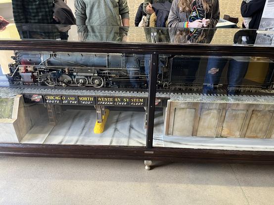 The Model-H 4-8-4 engine and tender on its custom display