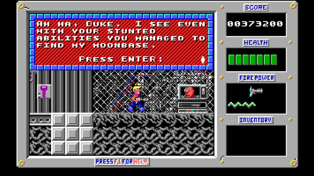 Level 2 of Duke Nukum 2, meeting Dr. Proton (via DOSBOX)