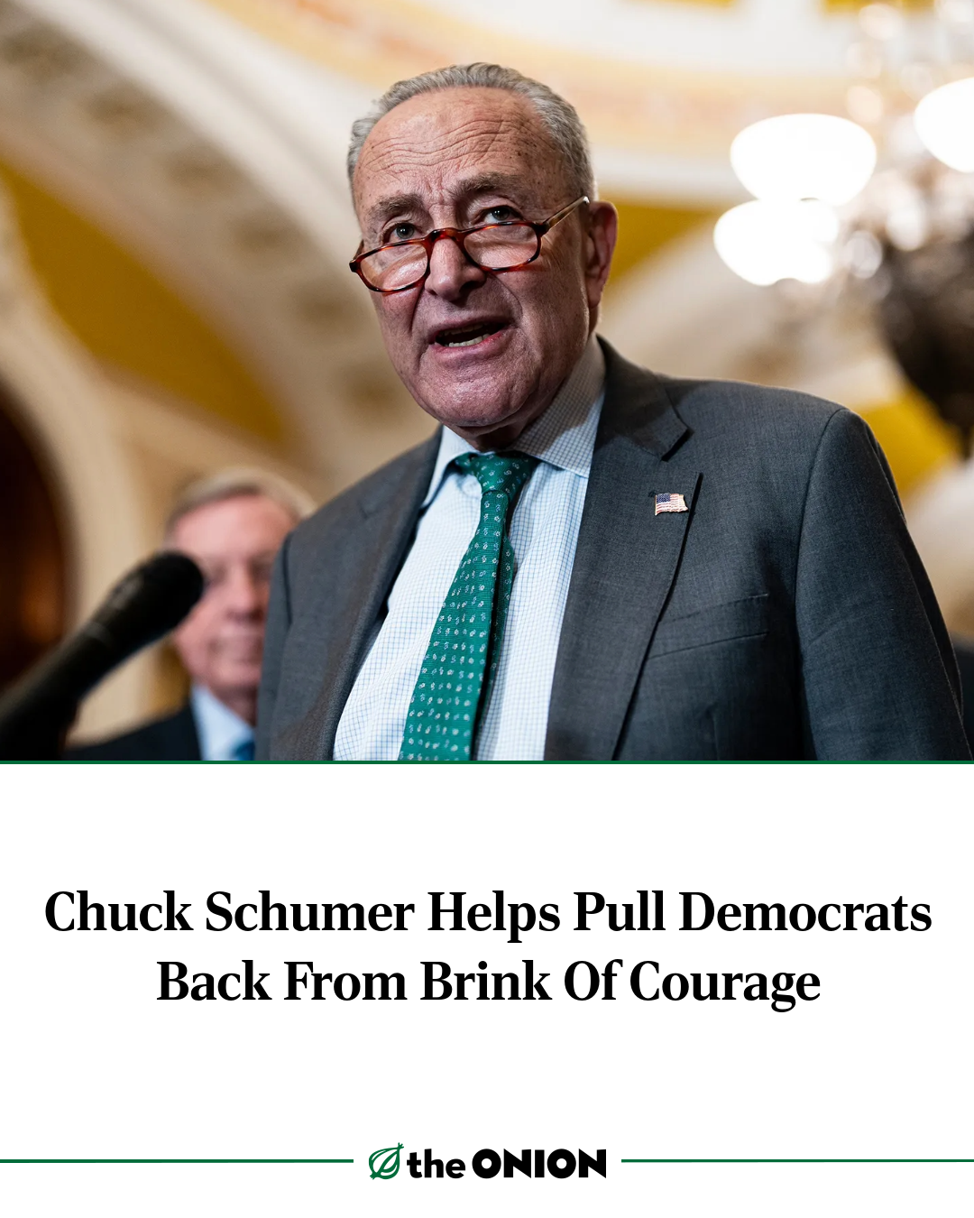 The Onion Chuck Schumer Helps Pull Democrats Back From Brink of Courage