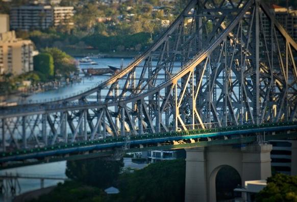 A detail of the northern side of the famous  cantilevered bridge crossing the Brisbane River.