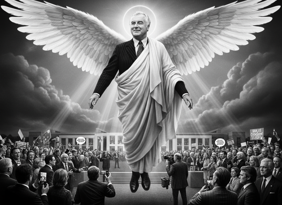 Angelic Gough rises before the fray at parliament, AI slop image
