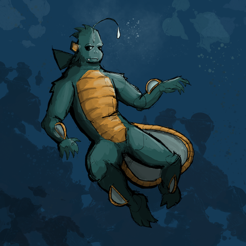 Hydro - an anthro fishy creature - swimming in the depths