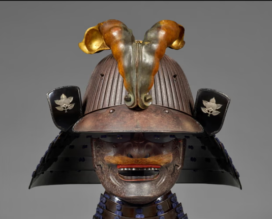 Helmet with peapods, 1700-1800. Much of the samurai myth is a modern phenomenon, linked to mass media and pop culture. Photograph: Courtesy of Patrick SYZ Limited /Matthew Hollow