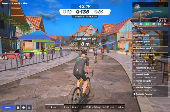 Screenshot: Virtuelle Fahrradlandschaft.