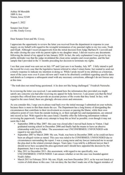 Response to Senator Ernst RE: DHS letter