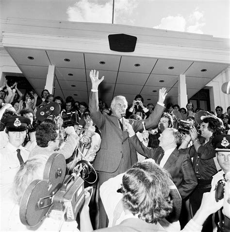 1975, Canberra  impromptu press conference by PM Gough Whitlam.