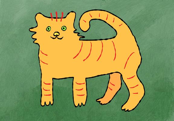 Schnelle digitale Zeichnung: freundlicher Tiger.