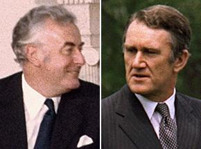Gough Whitlam (left) and Malcolm Fraser (right)