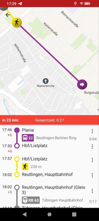 Verspätungen angezeigt in Transportr