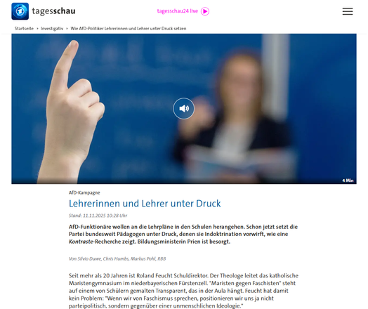 Ausschnitt des tagesschau-Beitrags mit Banner