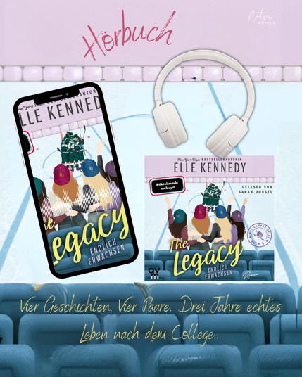 Das Cover in verschiedenen Formen des Hörbuchs „𝐓𝐡𝐞 𝐋𝐞𝐠𝐚𝐜𝐲 - 𝐄𝐧𝐝𝐥𝐢𝐜𝐡 𝐞𝐫𝐰𝐚𝐜𝐡𝐬𝐞𝐧: 𝐎𝐟𝐟-𝐂𝐚𝐦𝐩𝐮𝐬 𝟓“ von Elle Kennedy

Der Titel ist "Hörbuch"

Zitat:
»Vier Geschichten. Vier Paare. Drei Jahre echtes Leben nach dem College ...«