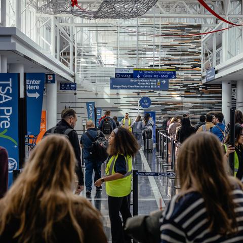A security checkpoint last week at Chicago O’Hare International Airport. The government shutdown has increased pressure on air traffic controllers who are already working long, stressful schedules despite not being paid.