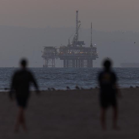 An oil rig off the coast of Huntington Beach, Calif. The plan would also require new oil and gas leasing in the eastern Gulf of Mexico.