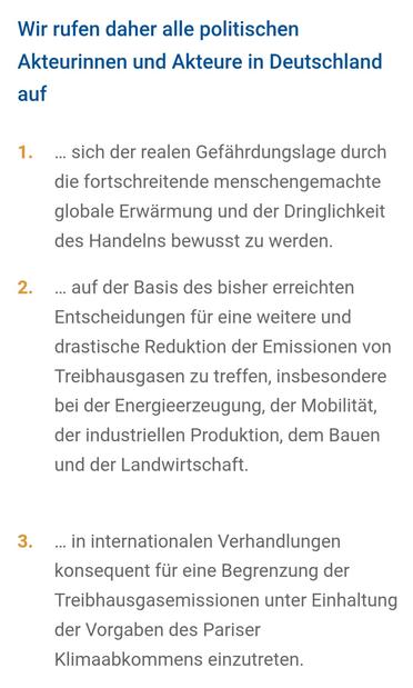 Die konkreten Aufrufe 1-3 der Webdeite.