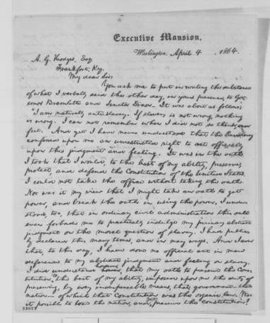 Letter to Albert G. Hodges. The quotation can be seen on the fourth line.