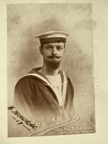 Black and white picture of sailor in cap - Royal Navy