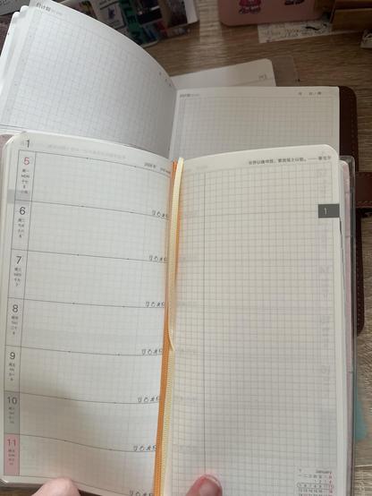 notebooks open to show the interior printing style (very similar to hobonichi)