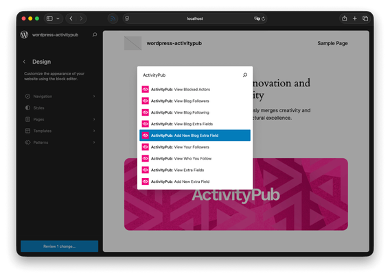 A screenshot of the Command Palette in action.