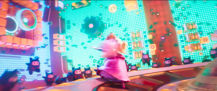 Peach luchando contra muchísimos ninjis.