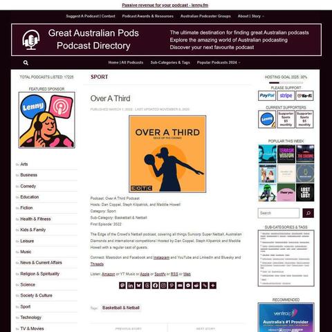 Over A Third Podcast 
Screenshot of the podcast listing on the Great Australian Pods website