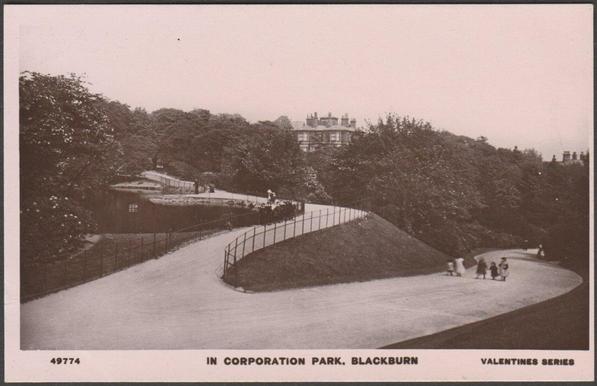 Sepia real photographic postcard showing a view of Corporation Park in Blackburn, Lancashire.

Published by Valentine & Sons Ltd, Dundee & London, Valentine's XL Series, No 49774, photo registered in 1905, c.1910.

Postally unused.

Very good condition, with very slight corner bumps and light album marks.