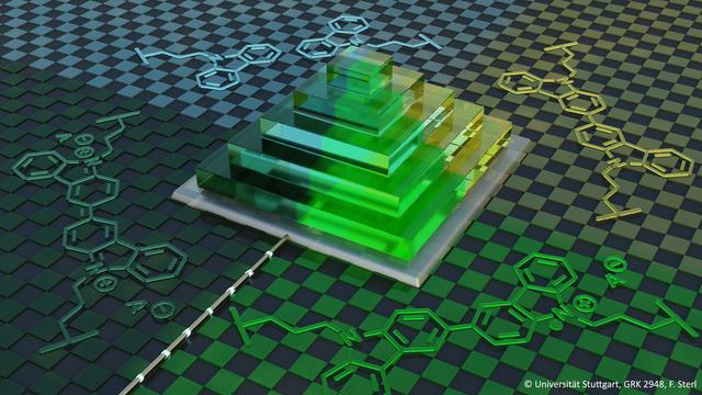 Visualisierung einer 3D-gedruckten Pyramidenstruktur.