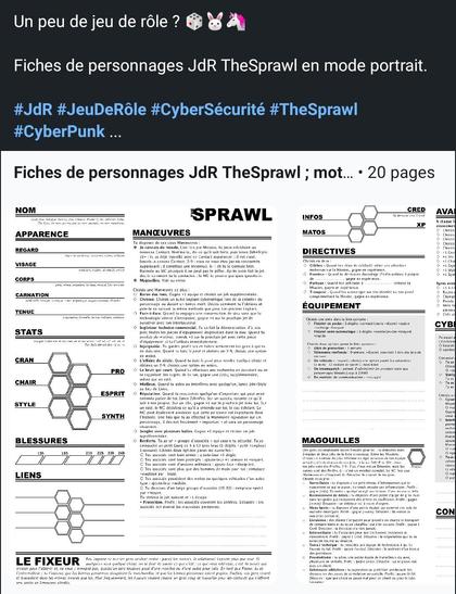 Un peu de jeu de rôle ? 🎲🐰🦄 

Fiches de personnages JdR TheSprawl en mode portrait. 

#JdR #JeuDeRôle #CyberSécurité #TheSprawl #CyberPunk ... https://www.linkedin.com/posts/gabriel-chandesris_fiches-de-personnages-jdr-thesprawl-moteur-activity-7394695504254623745-VKuf