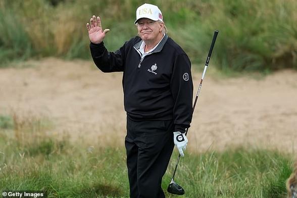 Donald Trump pictured at the opening of his new Aberdeenshire golf course earlier this year