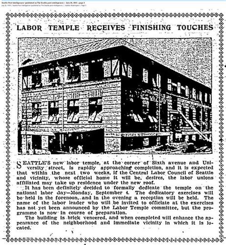 Historic photos of the original Seattle Labor Temple