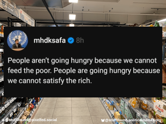 People aren't going hungry because we can't feed the poor. People are going hungry because we can't satisfy the rich.