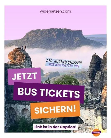 widersetzen.com
AFD-JUGEND STOPPEN!
WIR WIDERSETZEN UNS
JETZT
BUS TICKETS
SICHERN!
Link ist in der Caption!
widersetzen