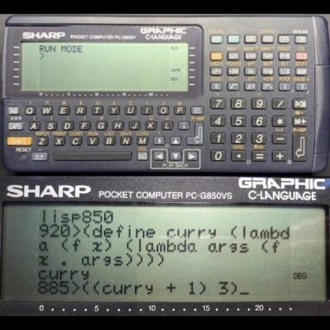 [ImageSource: Robert van Engelen]

⁉️The full details on how TinyLisp was implemented and how to write it yourself can be found in the detailed article that’s part of the GitHub project.⁉️

<https://github.com/Robert-van-Engelen/tinylisp/blob/main/tinylisp.pdf>

👾It supports static scoping, double-precision floating point and features 21 Lisp primitives along with a garbage collector. Two versions for the Sharp PC-G850 [using BCD (i.e. NaN) boxing] are provided, along with a number of generic implementations, using either double or single precision floating point types.👾

A heavily commented version is probably the version to keep alongside the article while reading.

<https://github.com/Robert-van-Engelen/tinylisp/blob/main/src/tinylisp-commented.c>

<https://archive.org/details/pc-g850vs-manual-english-v1_1/PC-G850VSEng_V3_0>
