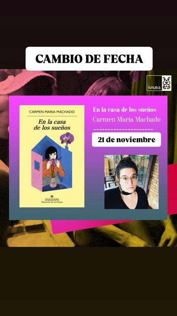 imagen del cartel del club narracríticas lgtbiqa+, donde aparecen a la derecha una fotografía de la autora del libro, y a la izquierda el libro "En la casa de los sueños"