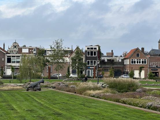 View from outside Kasteel Coevorden in Coevorden, The Netherlands with typical Dutch windows.