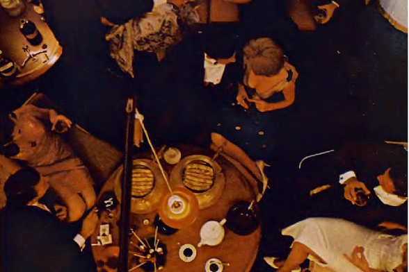 1965 Dance Floor Euphoria
A vibrant dance floor under dim lights where people are enjoying themselves.
The center draws focus with its round table adorned with what appears to be disco balls.
Tags: indoor party, 1960s fashion, neon light, music, dancing