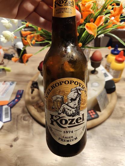 A bottle of beer from Czech named kozel
