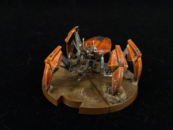 Painted crab droid miniature for Star Wars Legion - front angle showing leg and face details.
