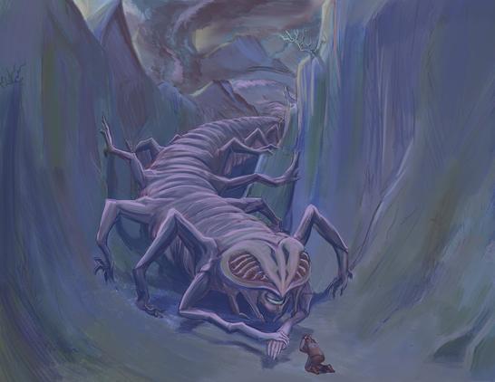 Illustration of a vaguely centipede-like preternatural creature