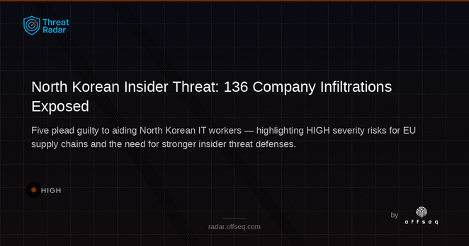 High threat: Five Plead Guilty in U.S. for Helping North Korean IT Workers Infiltrate 136 Companies