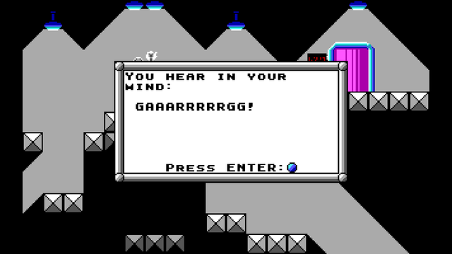 A level of Commander Keen 1 with a message saying 'GRRRRRRRRG!'
