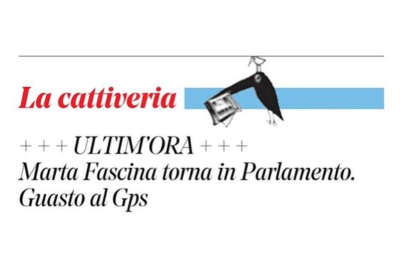 Ultim'ora:
Marta Fascina torna in Parlamento.

Guasto al Gps.