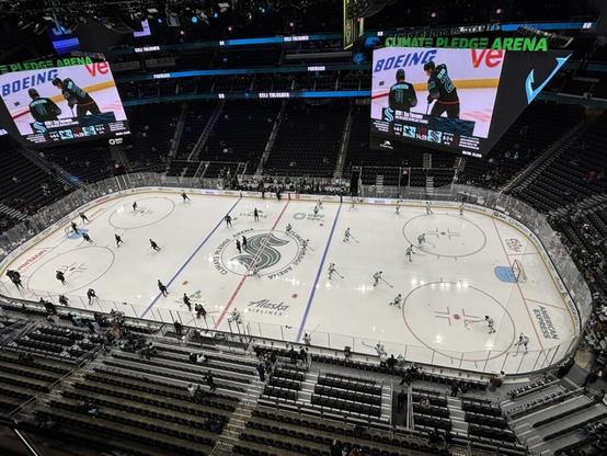 San Jose Sharks warmup against the Seattle Kraken.