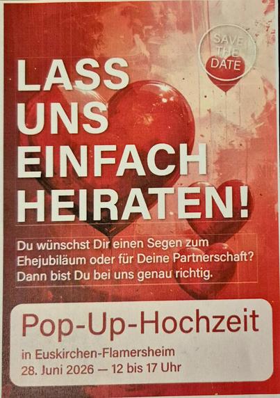 POP-UP-HOCHZEIT im Kirchenkreis Bad Godesberg-Voreifel am 28.6.2026 für alle, die ihre Liebe unter den Segen stellen möchten.