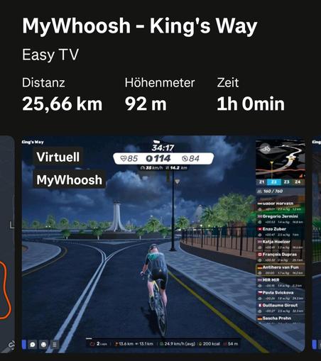 Eine Stunde im Keller 25 km  Videotrampeln.