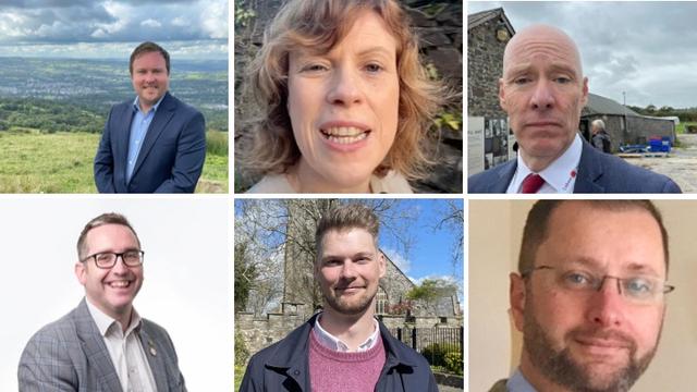 Montage showing six Labour Senedd list candidates for Carmarthenshire in two rows, arranged in order of selection.
