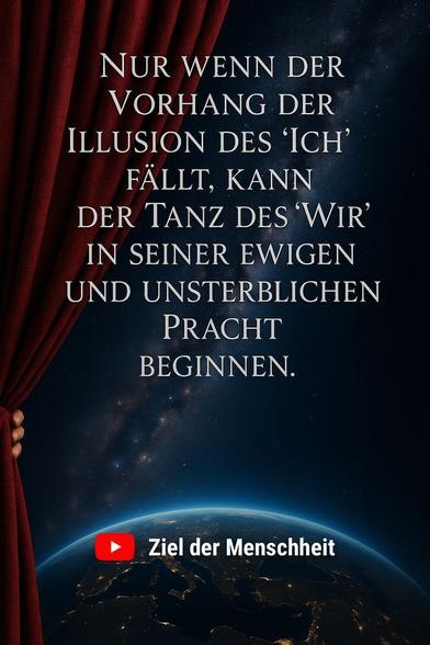 Zitat:
„Nur wenn der Vorhang der Illusion des 'Ich' fällt, kann der Tanz des 'Wir' in seiner ewigen und unsterblichen Pracht beginnen.“