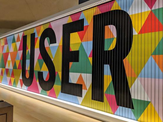 Large display of the word "user"