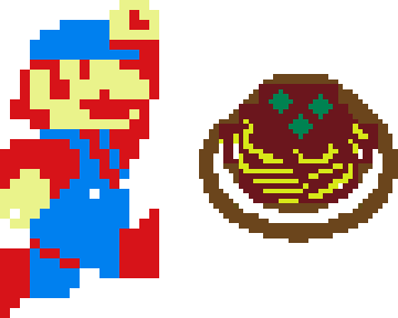 Mario and a plate of spaghetti