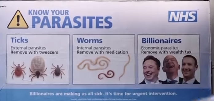 Know your parasites: Ticks: remove with tweezers. Worms, remove with medication. Billionaires, remove with wealth tax